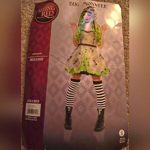 Green and Black Costume Dress with Hood